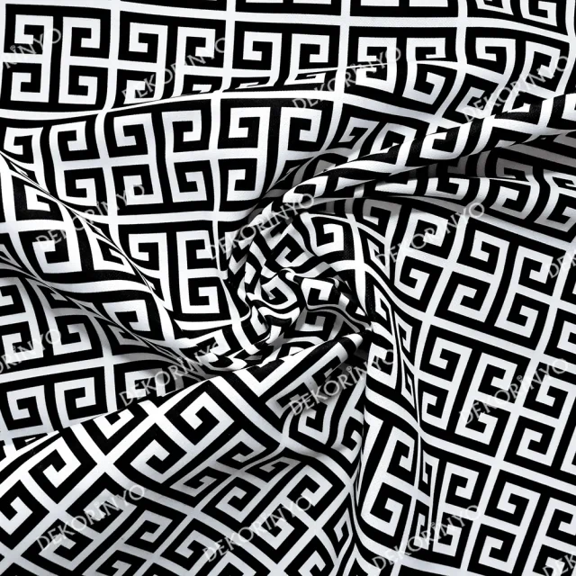 Siyah Yunan Anahtarı Kumaş