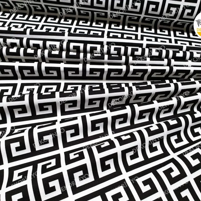 Siyah Yunan Anahtarı Kumaş