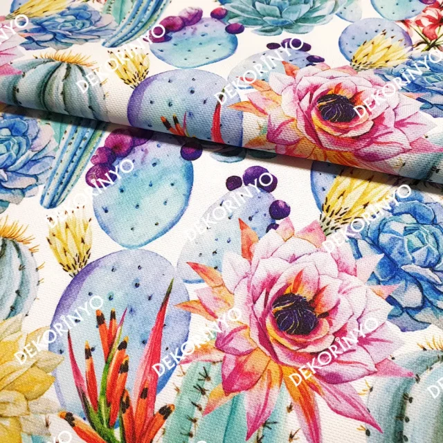 Soft Kaktüsler Desenli Döşemelik Kumaş