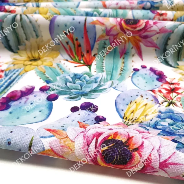 Soft Kaktüsler Desenli Döşemelik Kumaş