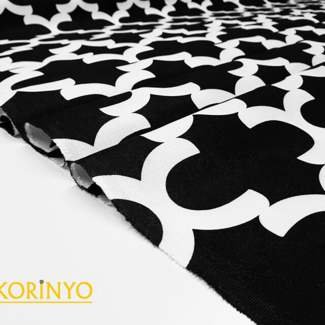 Siyah Moroccan Desenli Kumaş