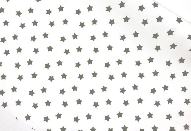 Gri Küçük Sevimli Yıldızlar Kumaş (Beyaz Zemin)