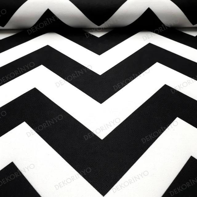 Siyah Zigzag Desenli Kumaş