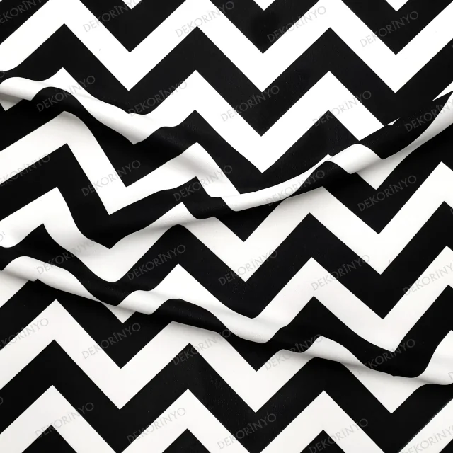 Siyah Zigzag Desenli Kumaş