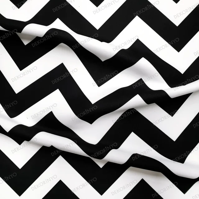 Siyah Zigzag Desenli Kumaş