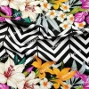 Çiçekli Siyah Zigzag Kumaş