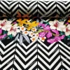 Çiçekli Siyah Zigzag Kumaş