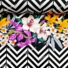 Çiçekli Siyah Zigzag Kumaş
