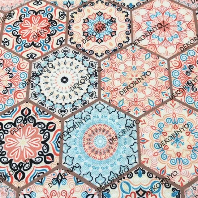 Etnik Altıgenler Kumaş