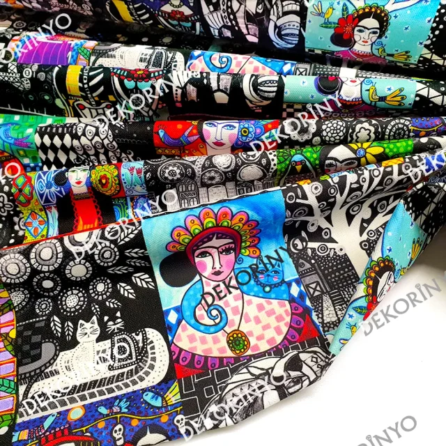 Frida Kahlo Patchwork Kumaş