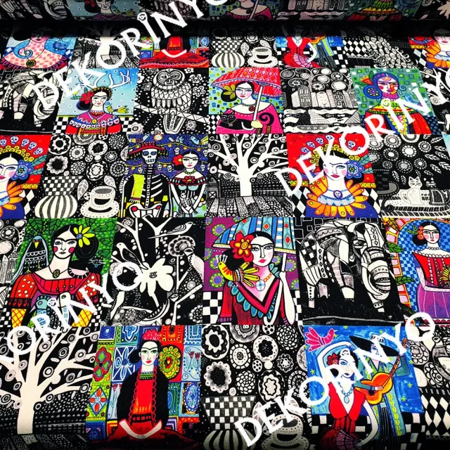 Frida Kahlo Patchwork Kumaş