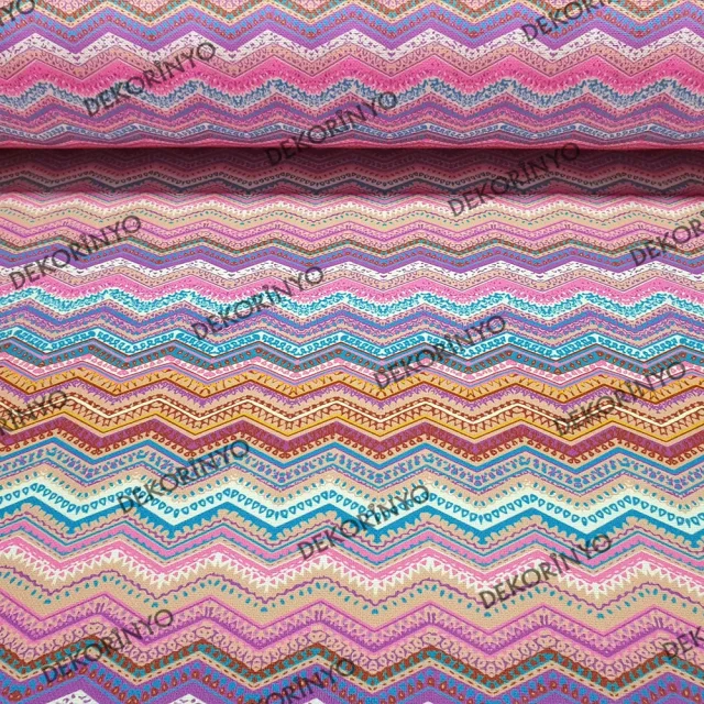 Etnik Renkli Zigzag Kumaş
