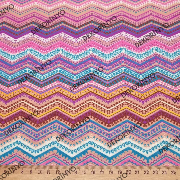 Etnik Renkli Zigzag Kumaş