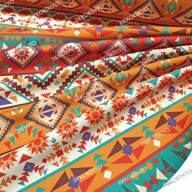 Tribal Aztek Navajo Motifli Kumaş