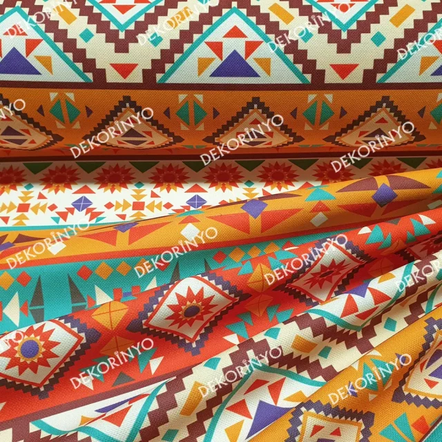 Tribal Aztek Navajo Motifli Kumaş