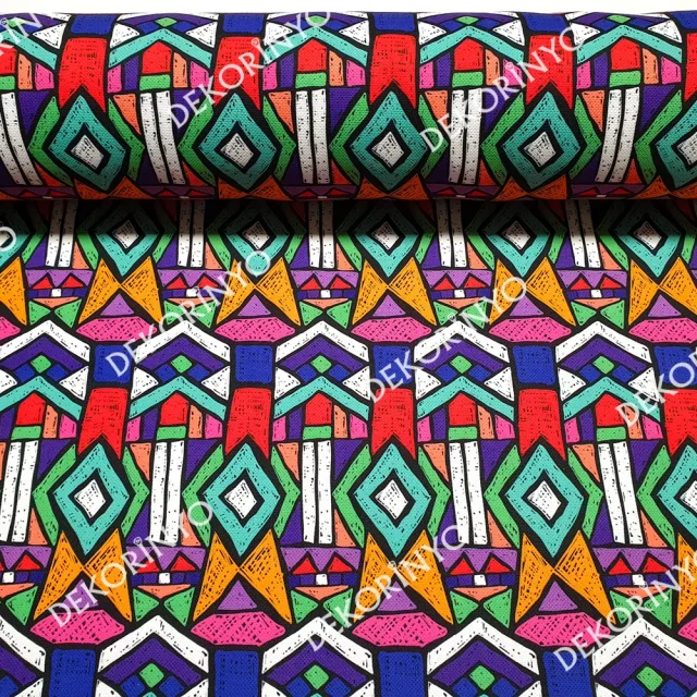 Etnik Renkli Tribal Motifli Kumaş