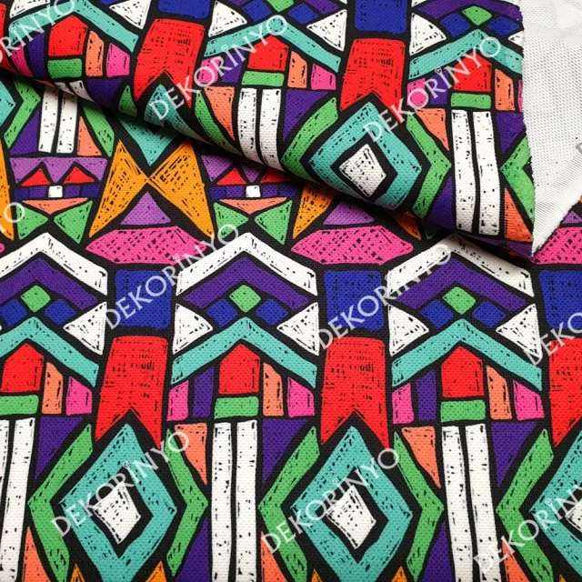 Etnik Renkli Tribal Motifli Kumaş
