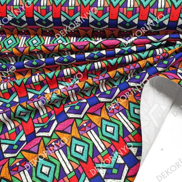 Etnik Renkli Tribal Motifli Kumaş