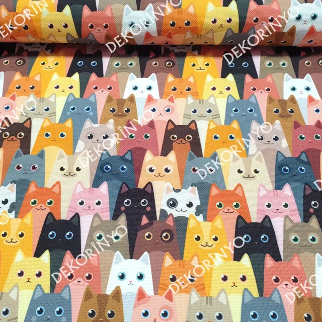 Pastel Yavru Kediler Kumaş