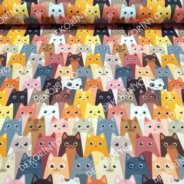 Pastel Yavru Kediler Kumaş