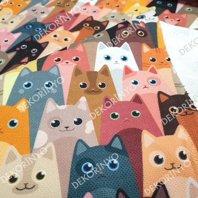 Pastel Yavru Kediler Kumaş