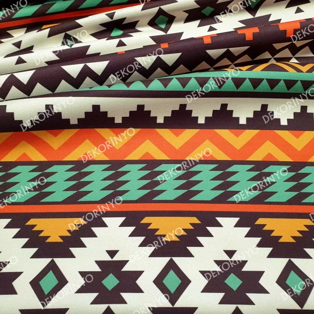 Etnik Kilim Kuzeybatı Aztek Motifli Kumaş