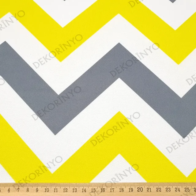 Sarı Gri Zigzag Desenli Kumaş
