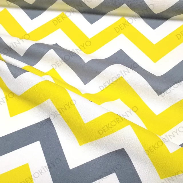 Sarı Gri Zigzag Desenli Kumaş