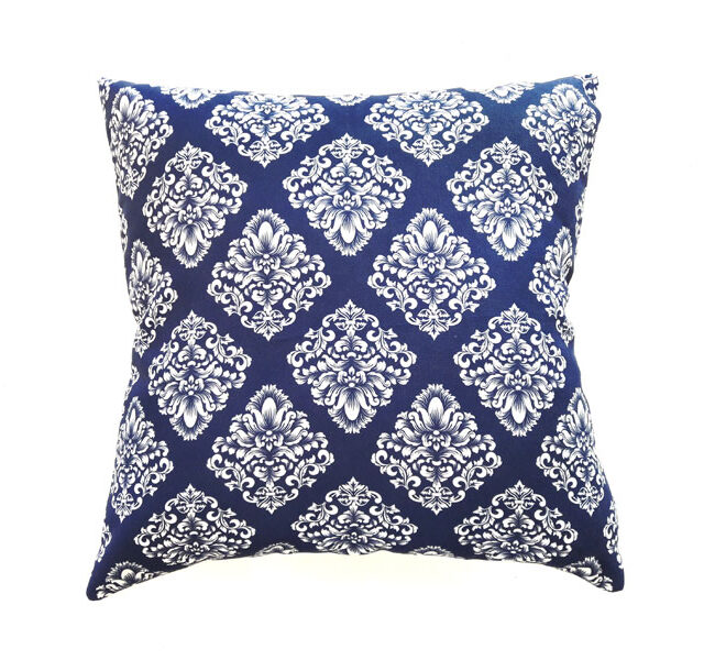 Lacivert Damask Kırlent
