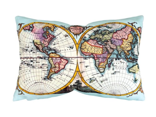 Dünya Haritası Desenli Kırlent