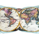 Dünya Haritası Desenli Kırlent