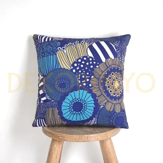 Lacivert Afrikalı Çiçekler Kırlent