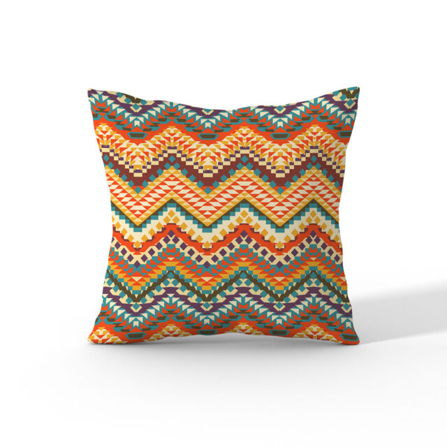 Zigzag Etnik Aztek Desenli Kırlent