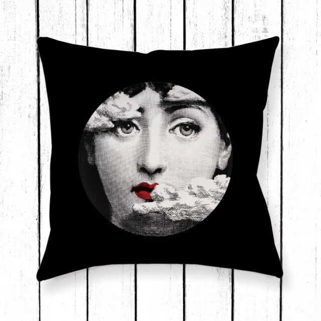 Siyah Bulutlu Fornasetti Yastık