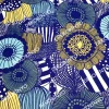 Lacivert Afrika Çiçekleri Desenli Kumaş