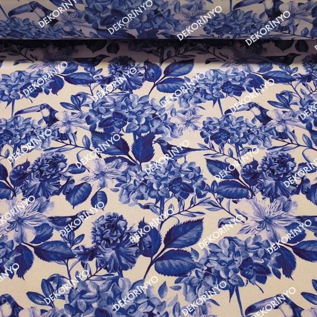 Mavi Soft Çiçekli Kumaş