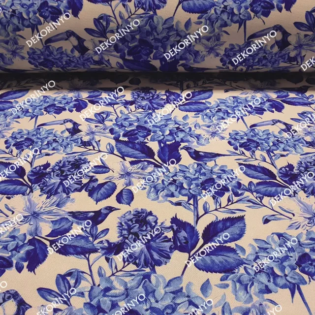 Mavi Soft Çiçekli Kumaş