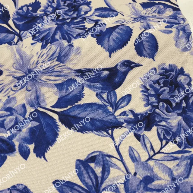 Mavi Soft Çiçekli Kumaş