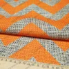 Çuval Zeminli Turuncu Zigzag Desenli Döşemelik Kumaş