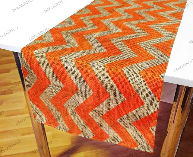 Turuncu Zigzag Desenli Runner