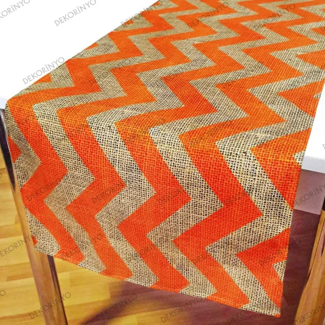 Turuncu Zigzag Desenli Runner