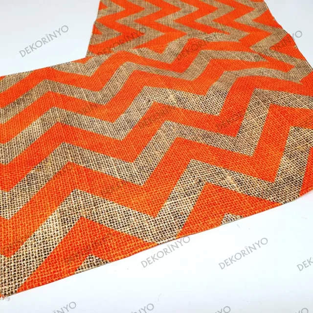 Turuncu Zigzag Desenli Runner