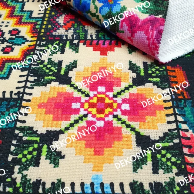 Kanaviçe Patchwork Desenli Kumaş