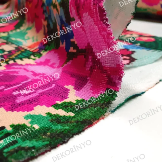 Kanaviçe Patchwork Desenli Kumaş