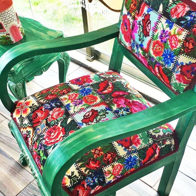 Kanaviçe Patchwork Desenli Kumaş