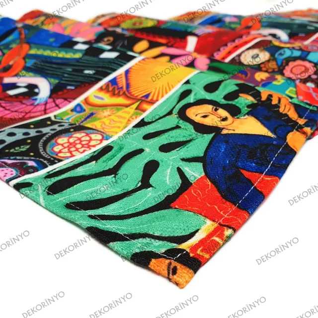 Frida Kahlo Desenli Dekoratif Runner