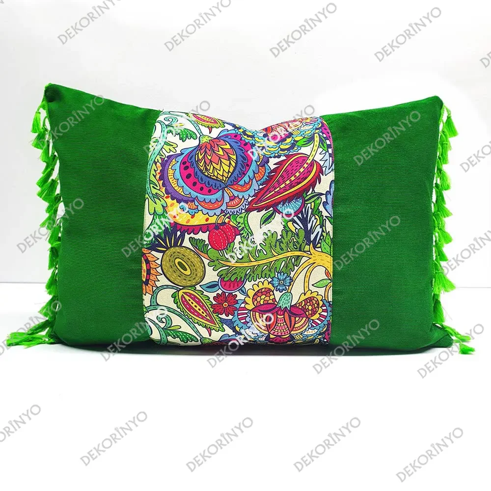 Meksika Çiçekleri Desenli Dikdörtgen Kırlent