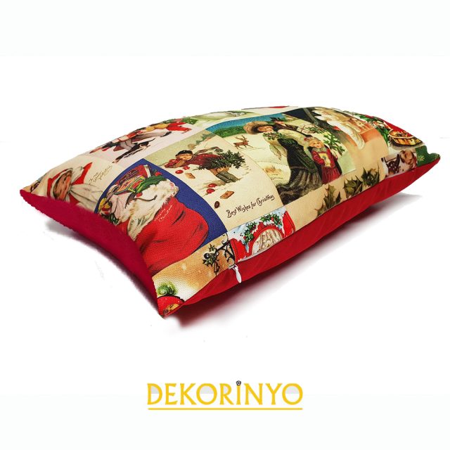 Yılbaşı Kartpostalları Desenli Dekoratif Kırlent