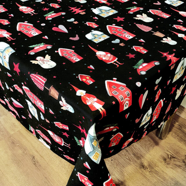 Yılbaşı Noel Baba Desenli Masa Örtüsü