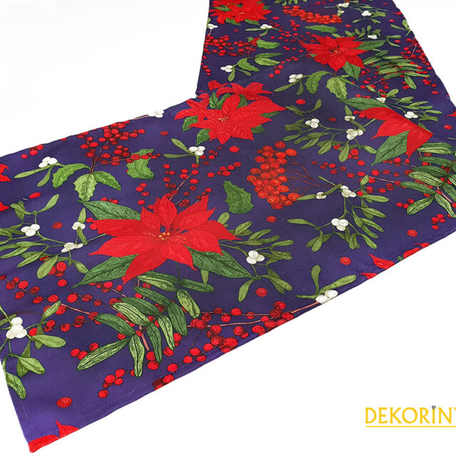 Yılbaşı Çiçeği Desenli Dekoratif Runner
